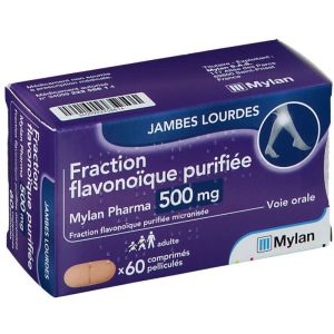 Fraction flavonoïque purifiée Mylan 500 mg, comprimé pelliculé