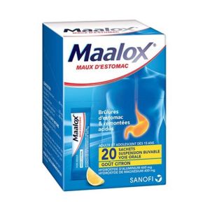MAALOX MAUX D'ESTOMAC suspension buvable 20 sachets citron