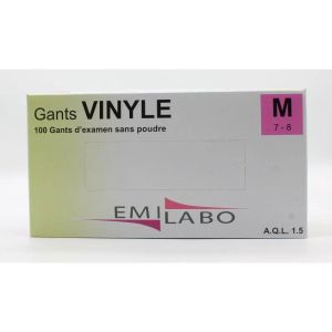 Gants Vinyle M 7/8 Sans Poudre boite de 100