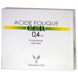ACIDE FOLIQUE CCD 0,4 mg, 30 comprimés