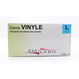 Gants Vinyle L 8/9 Sans Poudre boite de 100