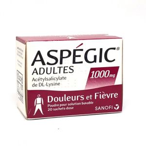 Aspegic 1000mg suspension buvable Adultes 20 sachets